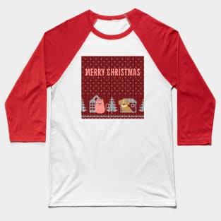 MERRY CHRISTMAS CUTE CAT DOG Baseball T-Shirt